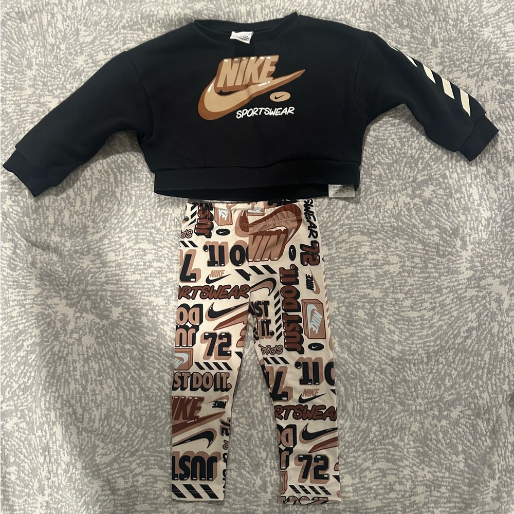 Nike Kids Black and Brown Graphic Leggings